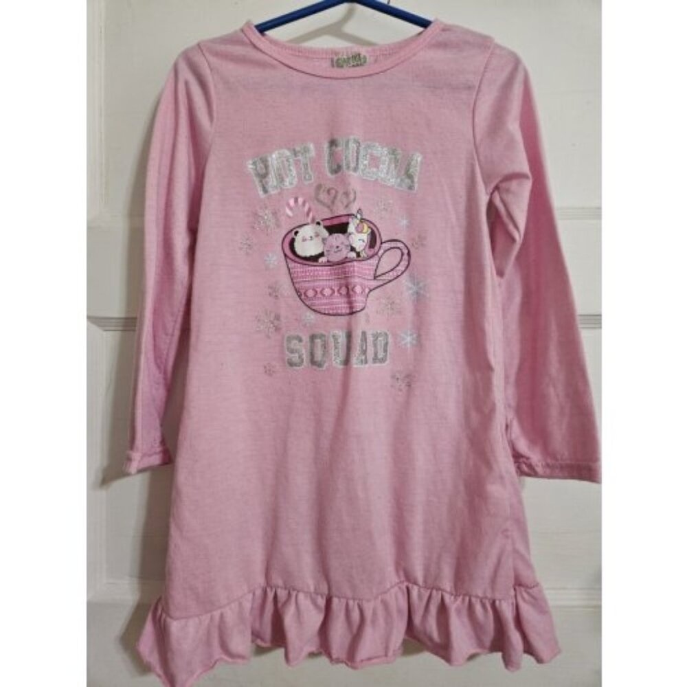 SWEET N SASSY Pink Hot Cocoa Squad Long Sleeved Nightgown Girls Size 4